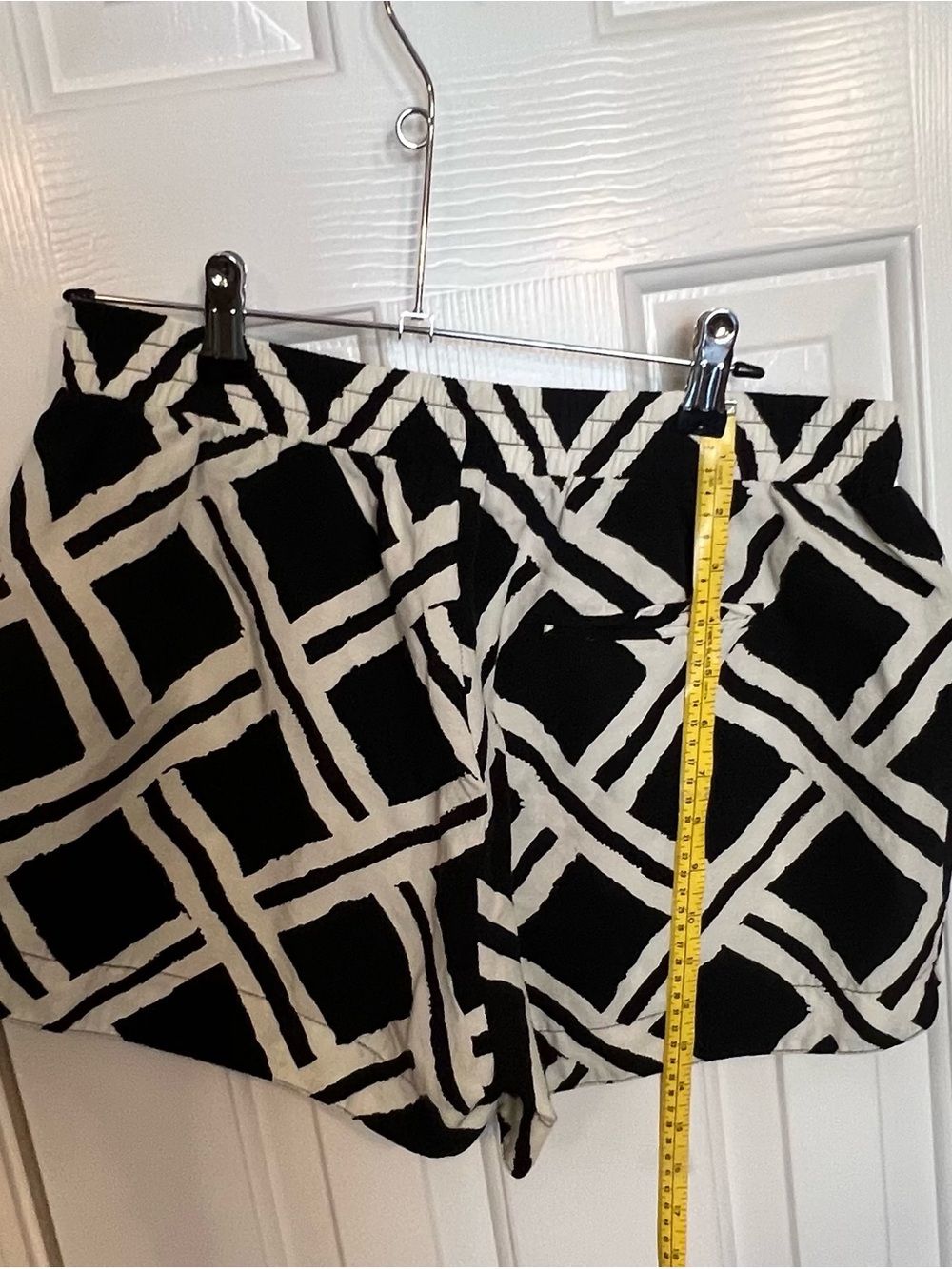 Joy Joy Black and White Linen Geometric Shorts